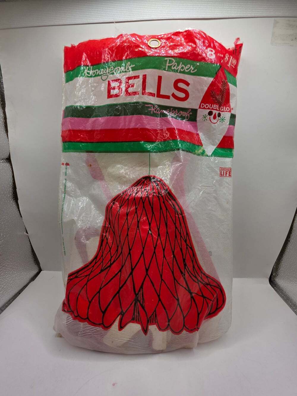 Vintage Red Paper Honeycomb Boot Stocking Ornaments Lot of 5